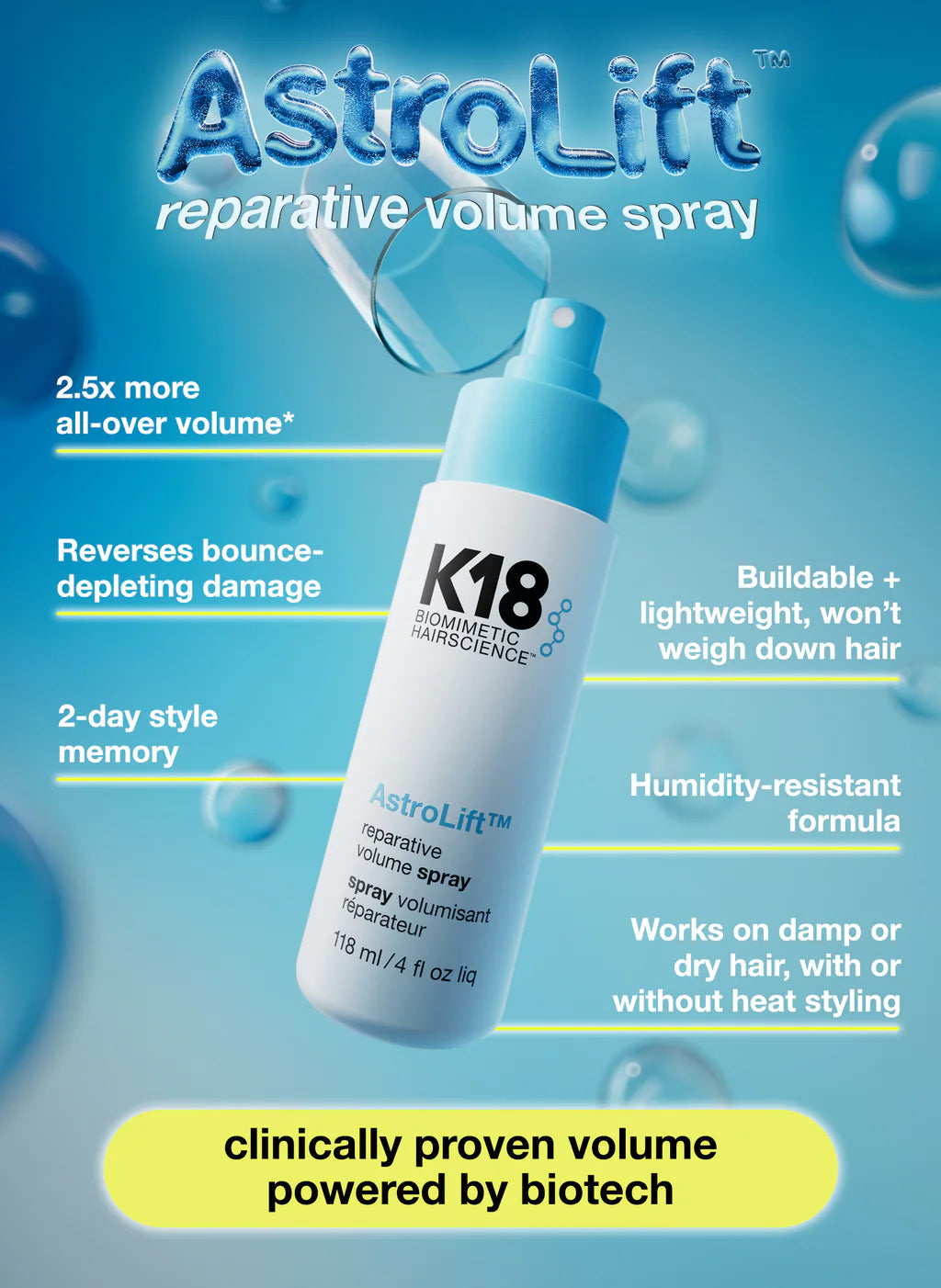 K18 | AstroLift™ reparative volume spray