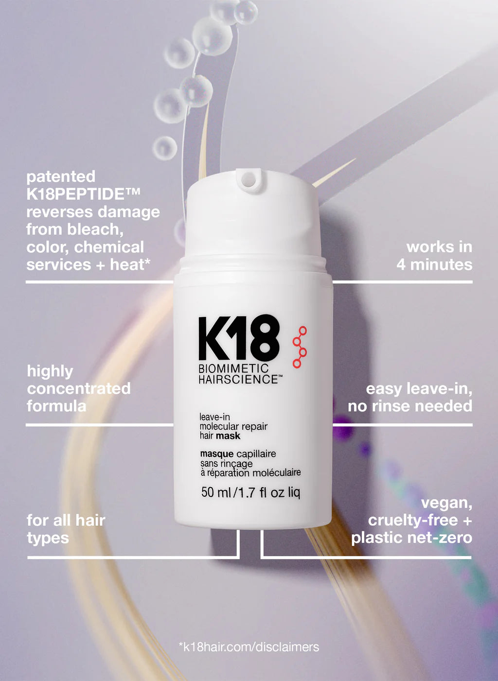 K18 | Leave-in molecular repair hair mask